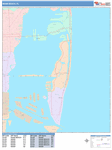 Miami Beach  Wall Map Color Cast Style